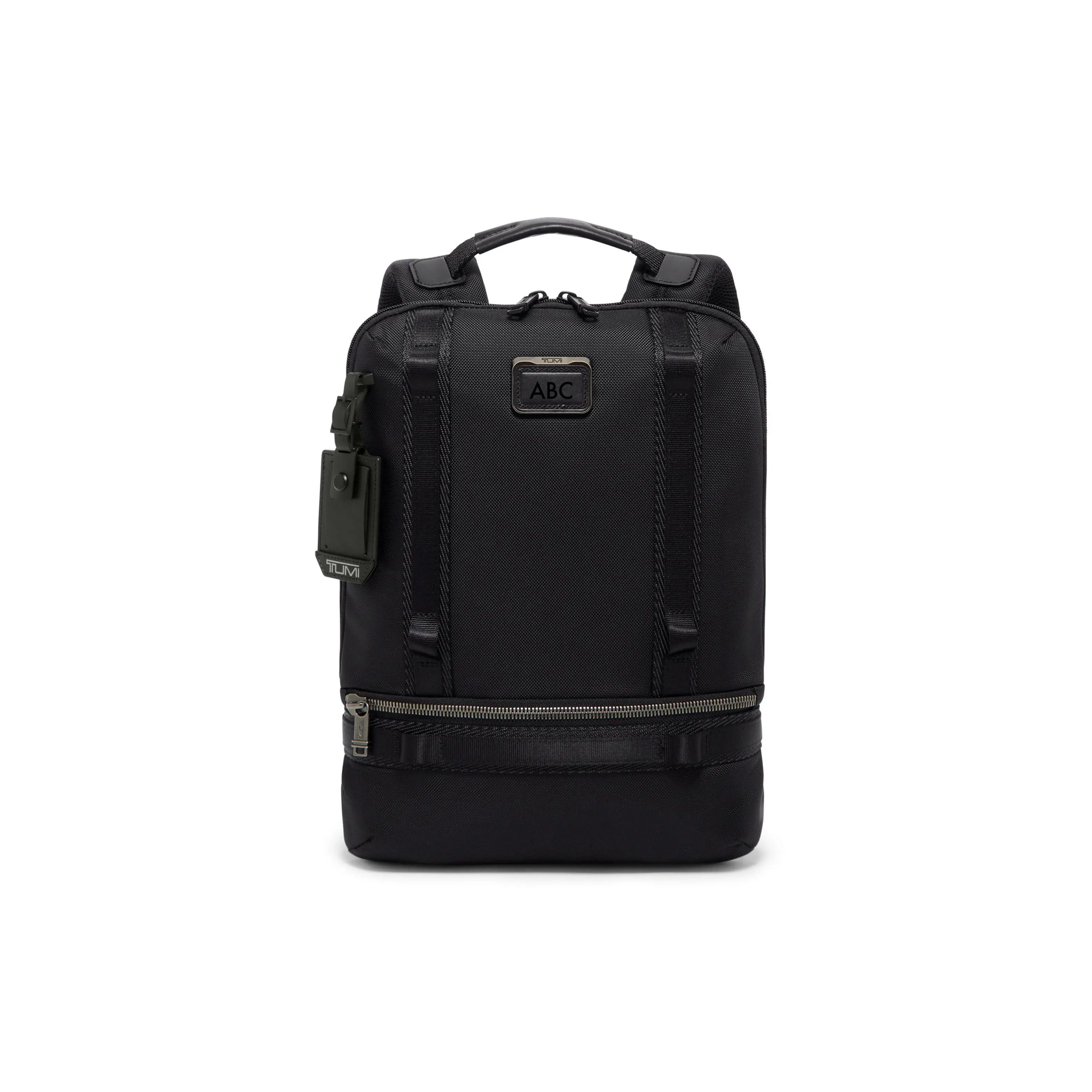 TUMI Solid-Color Logo Badge Zippered Keychain for Men – Large-Capacity Nylon Backpack and Bookbag Accessory in Black
