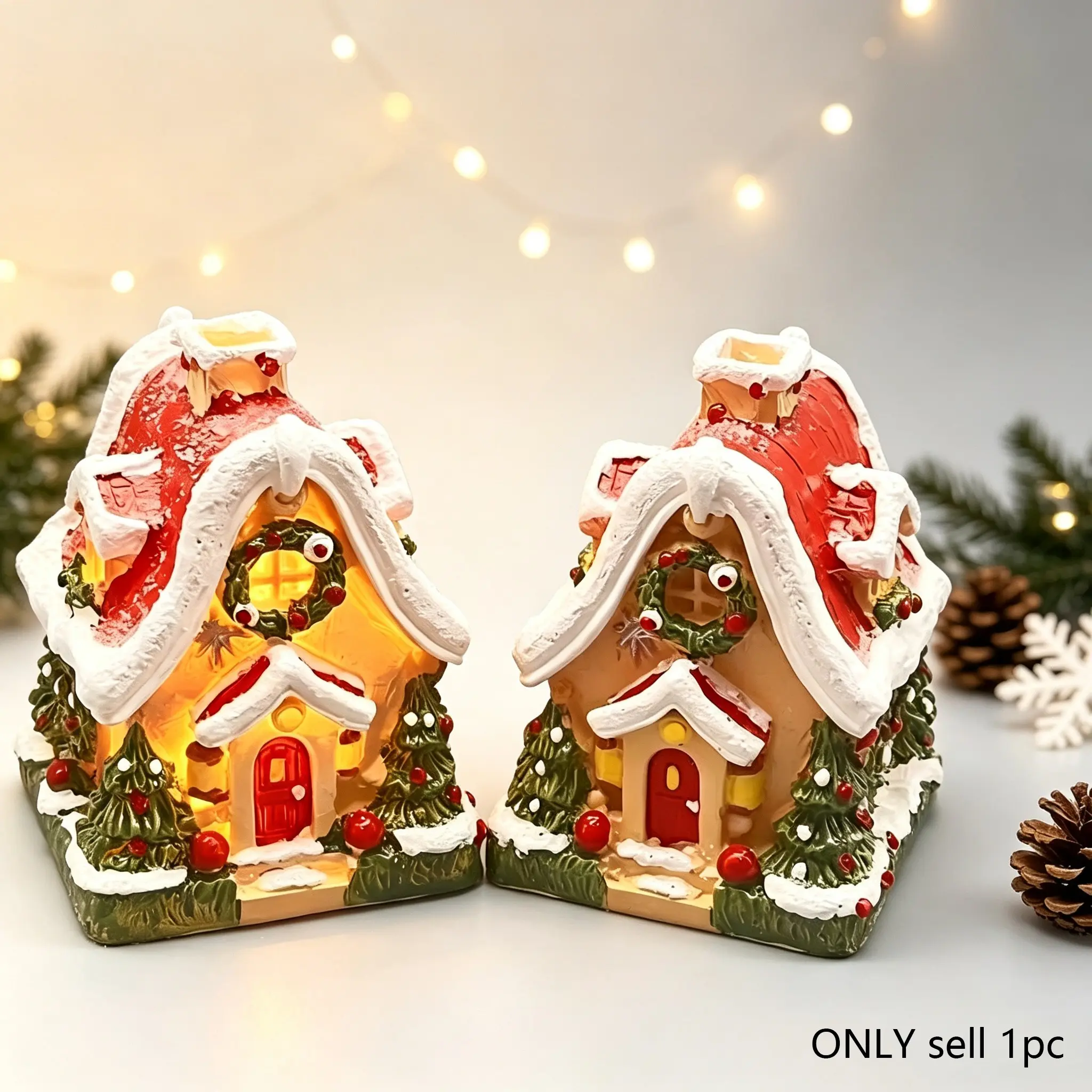 Christmas Snow House Diffuser/light, Home Living Room Christmas Atmosphere Decor, Creative Ornament, Decorative Ornaments, 1pc Holiday Decoration