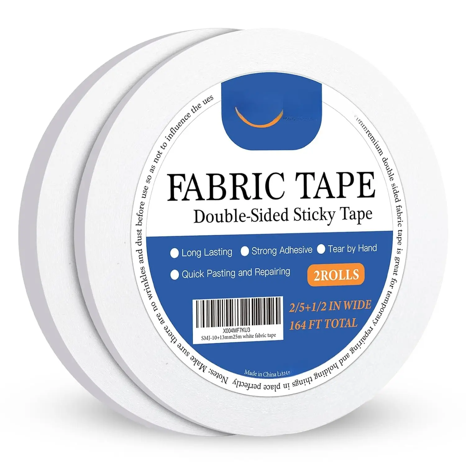 Double Sided Hem Tape, No Sew No Iron (2 Rolls), 2/5inch+1/2inch |  Adhesive Fabric Tape, Works Without Sewing or Ironing,  for Clothing Hemming & Gluing