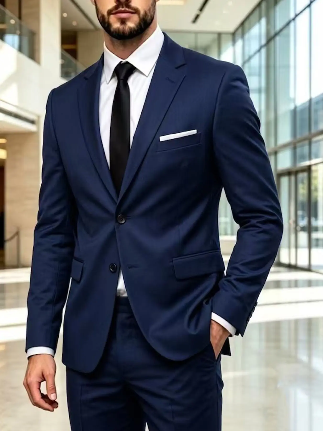 Men's Lightweight Solid Color Long Sleeve Suit Two-Piece Set, Slim Fit Business Jacket, Outdoor Travel Commute Office Multifunctional Casual Formal Wear