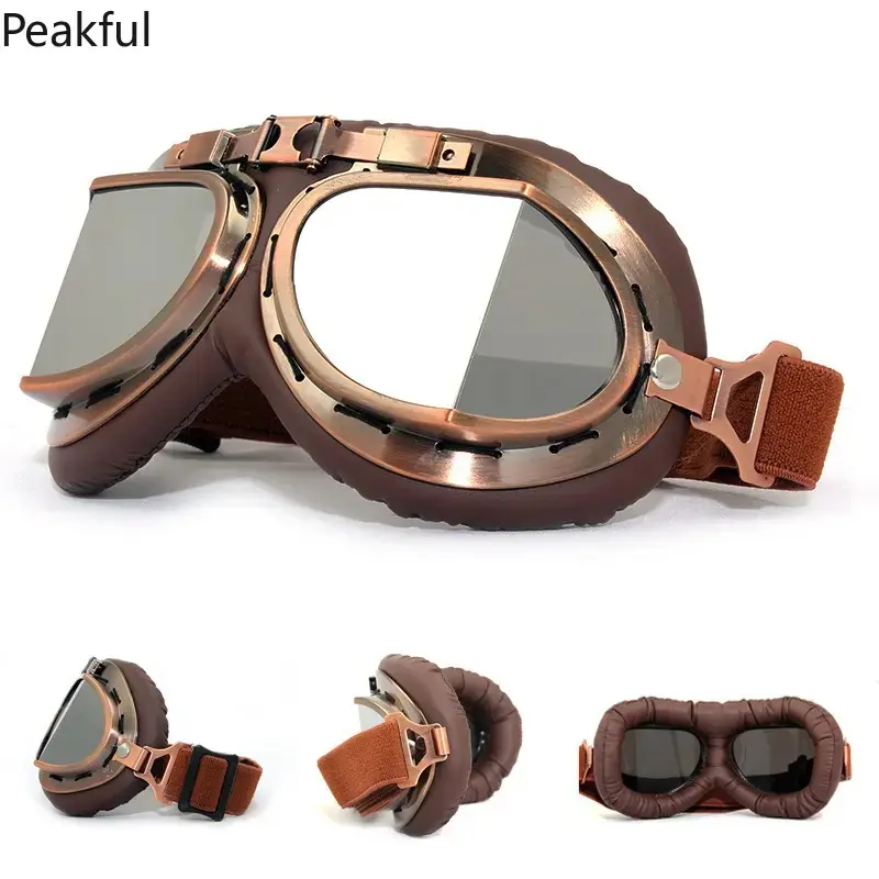 Motorcycle Pilot Goggles, Vintage Protective Riding Glasses for Men, Stylish Durable Gear for Cruiser Cafe Racer Scooter Rides