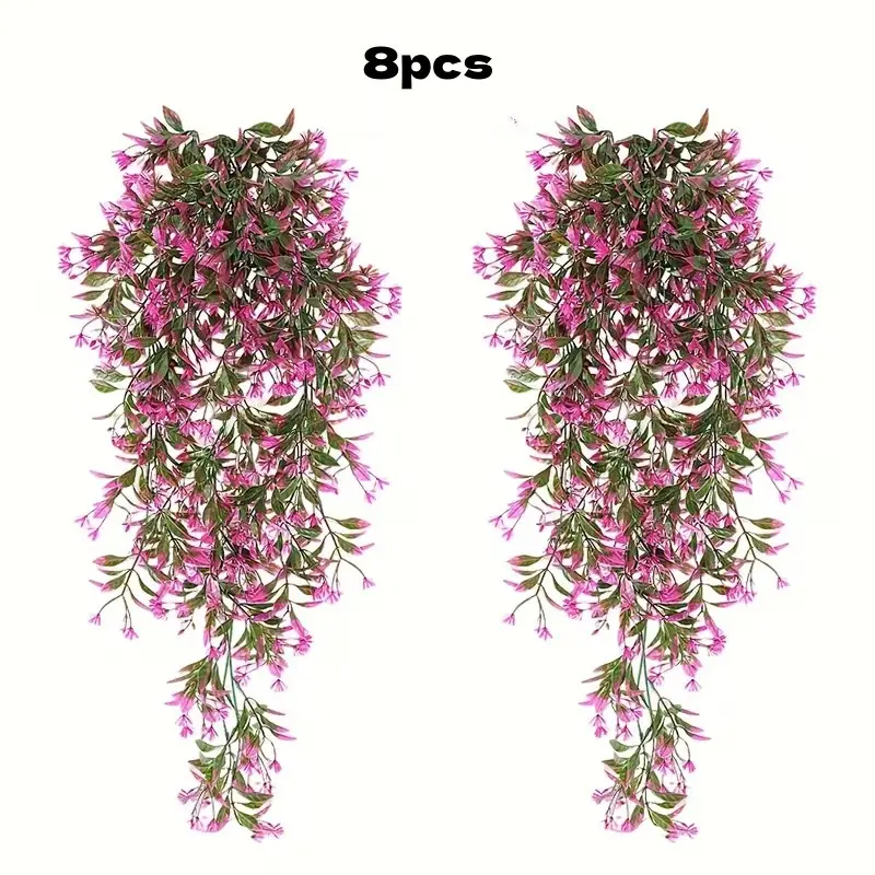 8 pieces of lifelike artificial hanging plants, realistic and maintenance-free greenery, Faux greenery, suitable for home use, perfect for wall and party decorations, rich leaf decorations, artificial outdoor plants