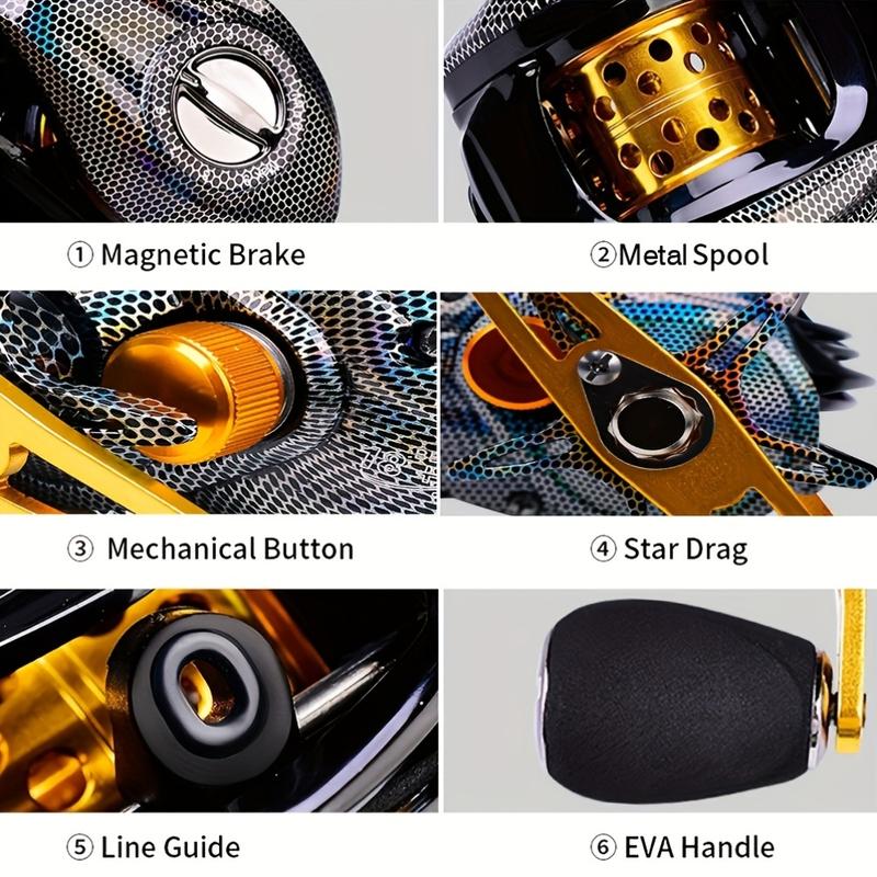 [W] Ultra Lightweight Bait Reel 22 Pounds Max Resistance Saltwater & Freshwater Rotating Fishing Reel with 18+1BB Ball Bearings Magnetic Braking System Ergonomic Handle Smooth Resistance