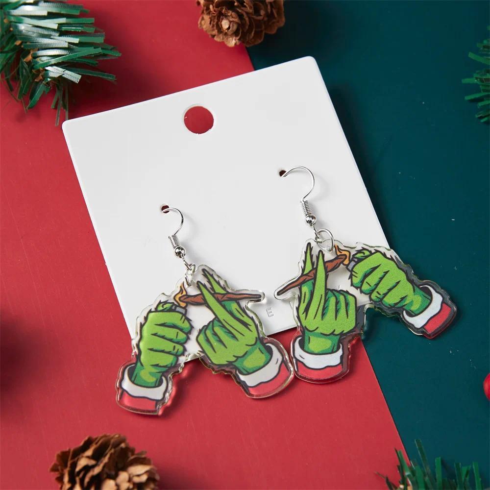 2026 Christmas Earrings Classic Cartoon Series Metal Acrylic Drop Earring for Woman Girl New Year Christmas Party Gift