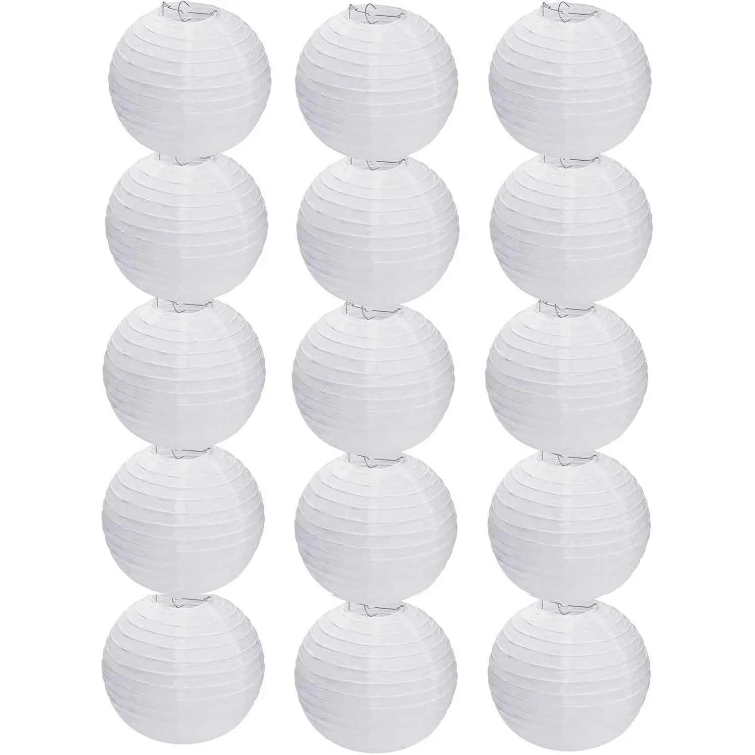 15pcs White Paper Lanterns for Outdoor Indoor Party Decoration (6 inch)