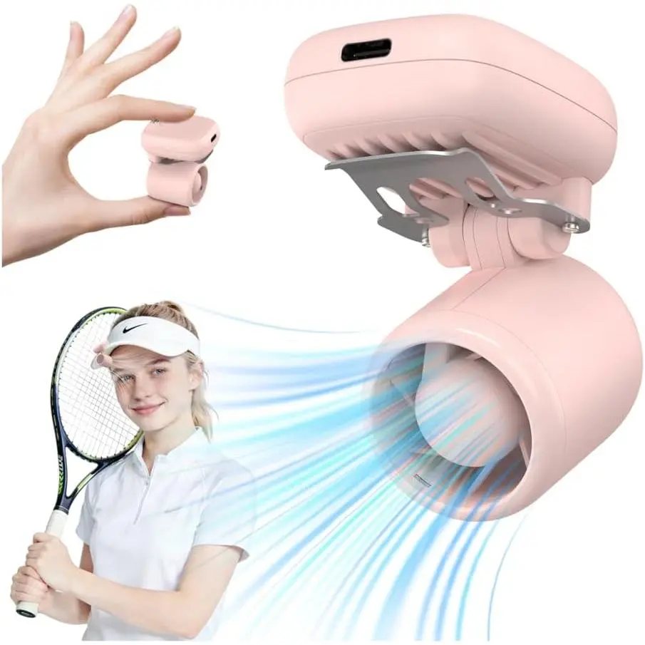Portable Mini Clip  Fan, 2oz Ultra-Lightweight Hands-Free Hat Fan | 3 Speeds, 4H Max, USB-C Rechargeable, Personal Sturdy Metal Clip Fan for Cap, Visor & , Travel/Beach/Camping Essentials