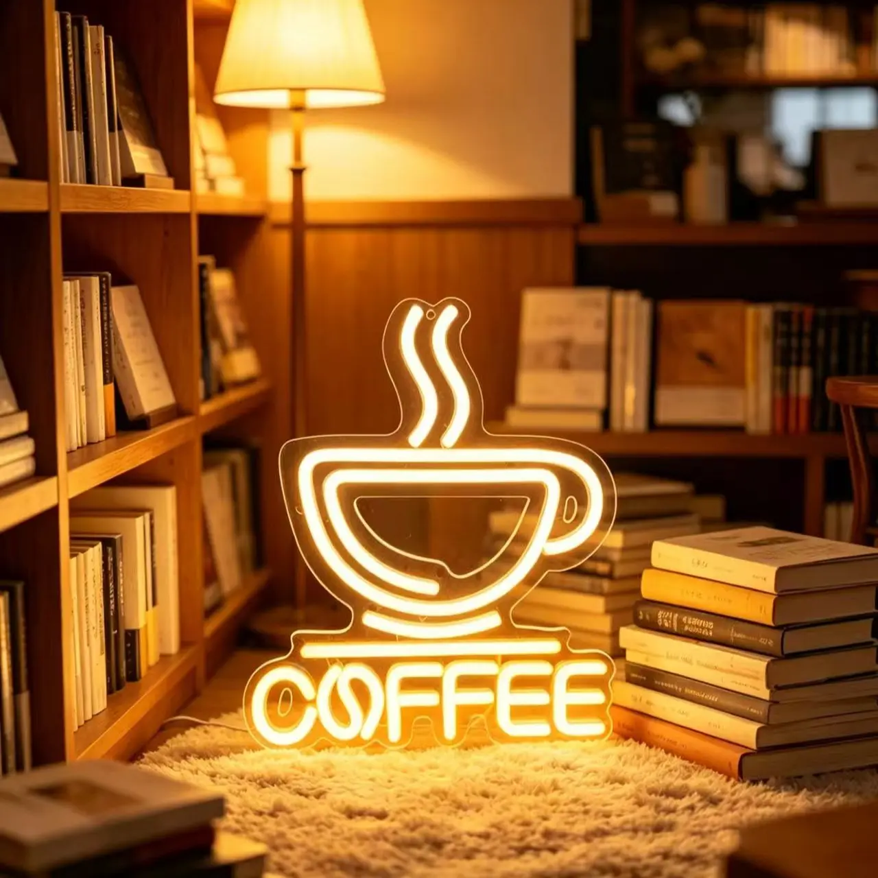 Neon Coffee Cup Light, Home Decor for Cafe Kitchen Office, USB Powered, Stylish Ambient Lighting, Perfect for Modern Interiors