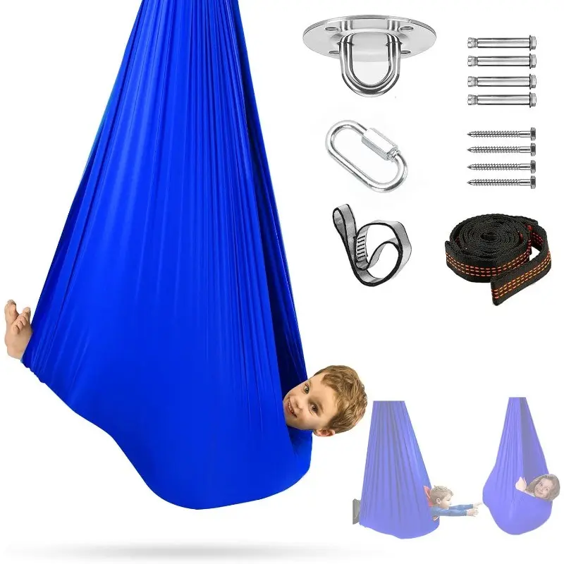 Sensory Swing for Kids and Adults, Indoor Outdoor Adjustable Fabric Hammock, Ideal for Yoga, Camping, Picnics, Rehabilitation Therapy
