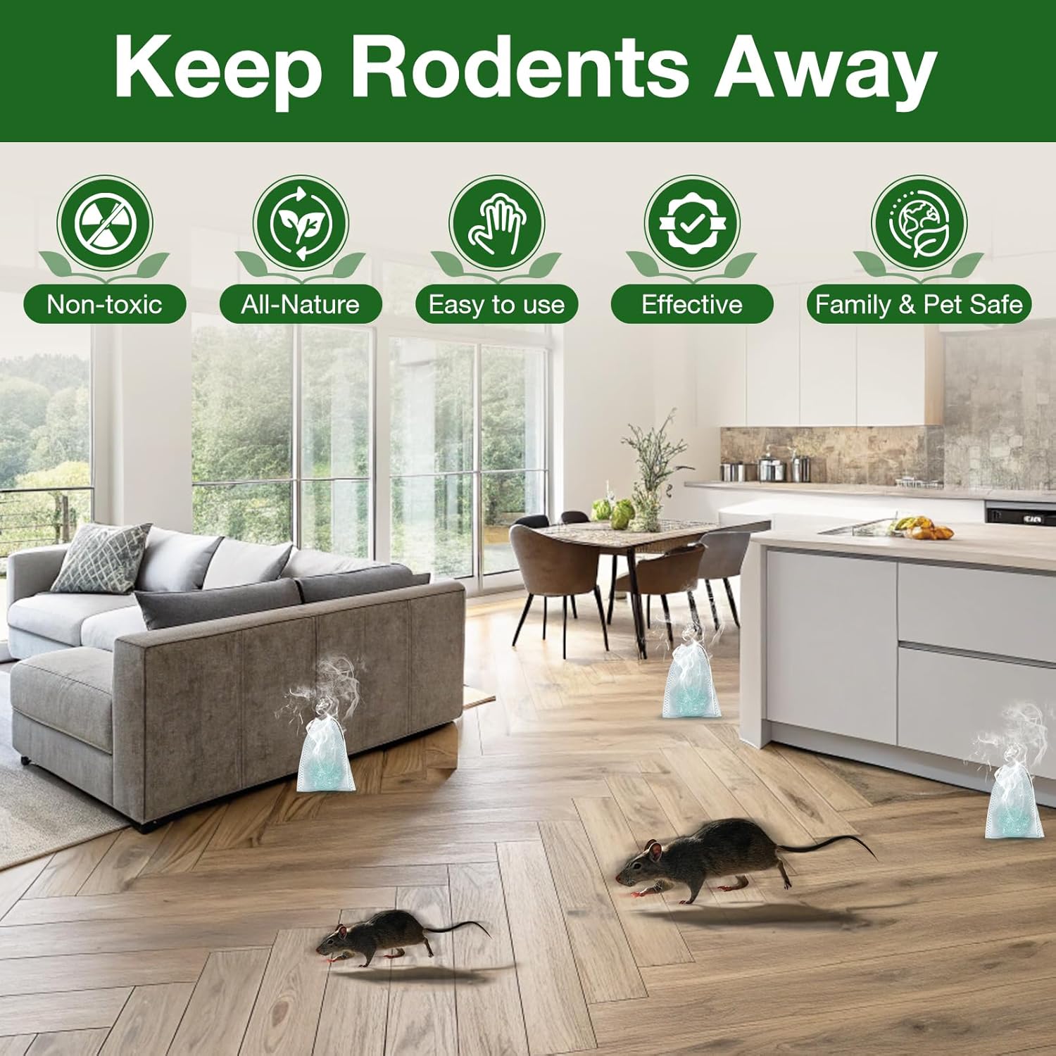 12-Pack Rodent Repellent Balls for the Home Kitchen: An Effective Pest Control Solution, Pest Deterrent for Rats, Mice, Squirrels, Spiders, Indoor & Outdoor Protection