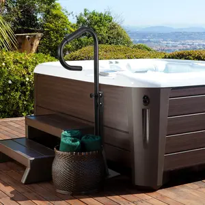 Safety Handrail for Hot Tub – 600lbs Capacity, Adjustable Height (26"–57"), 360° Swivel, Non-Slip Grip – Rustproof Slide-Under Base – Spa & Pool Entry Rail for Indoor/Outdoor
