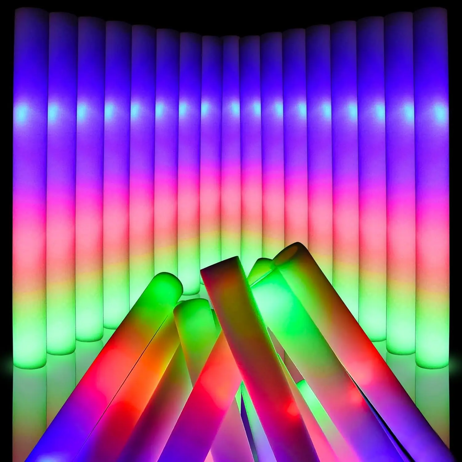 58 PCS LED Foam Glow Sticks Bulk, Glow in the Dark Party Supplies with 3 Modes Colorful Flashing, Neon Party Favors for Birthday, Wedding, Carnival, Concert, New Year Glow Sticksfidget toys