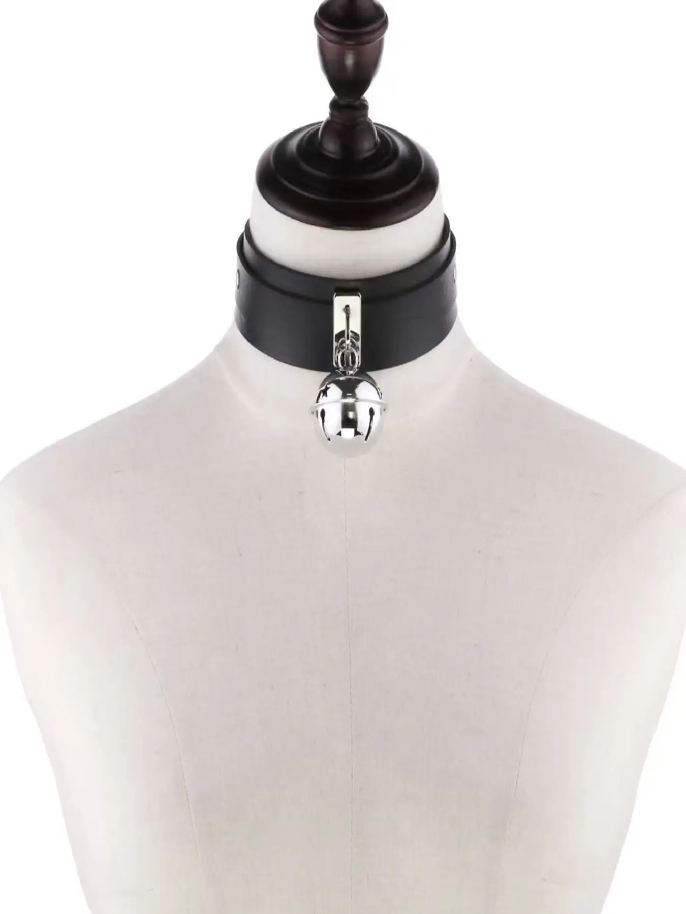 Wide Double Layer Black PU Leather Choker Necklace, Punk Style Necklace, with Detachable Large Star Cutout Silver Bell Pendant, Adjustable Metal Pin Buckle Goth Coquette Collar Neckband, Kawaii Dark Alternative Jewelry for Girls, Suitable for Lolita