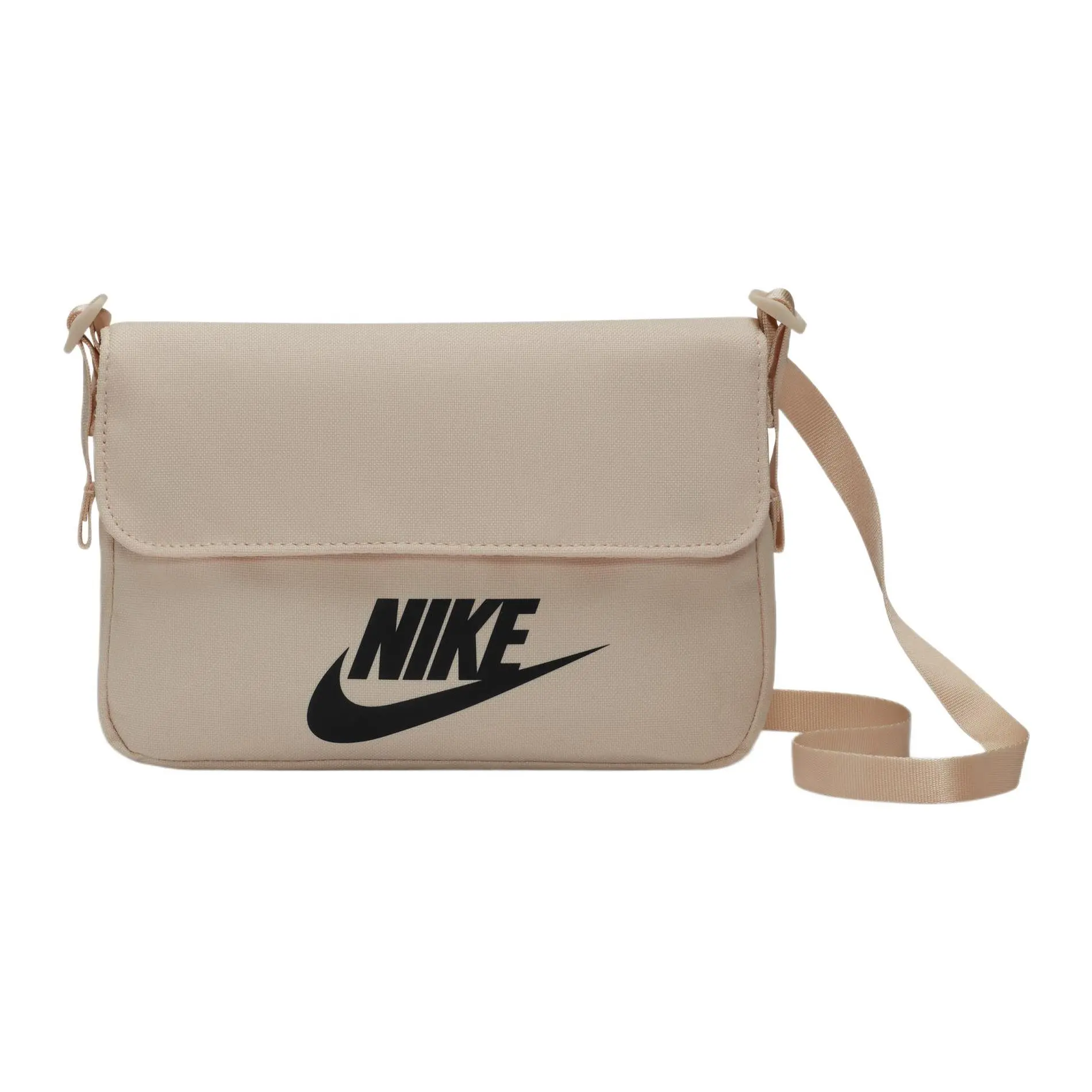 Nike Crossbody Messenger Bag for Women with Large Logo Print, Adjustable Strap, Casual Style in Khaki