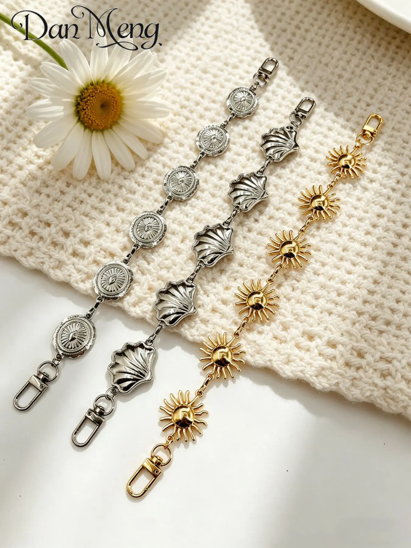 American Vintage Sun Shell Handbag Chain Extender, DIY Decoration Accessory, Vacation Style Crossbody Bag Replacement Chain