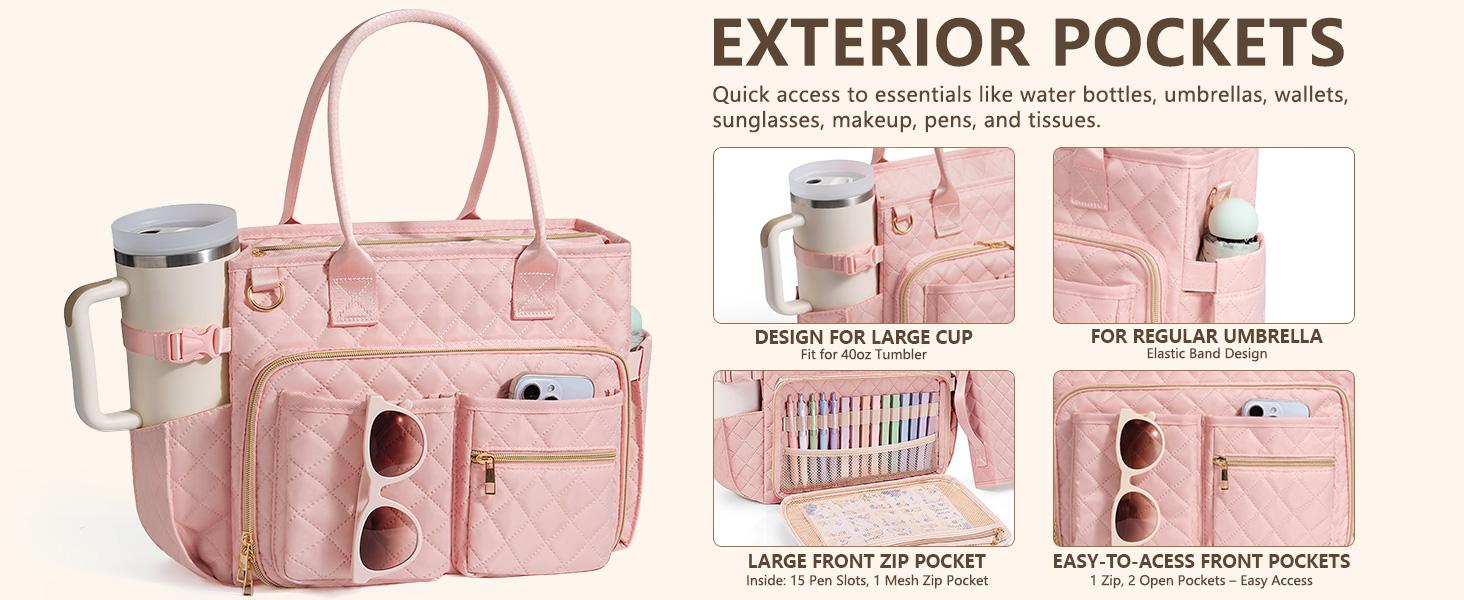 Large Bible Bag with Bible Cover Case for Women, Quilted Church Tote Bag Bible Carrying Case w/Shoulder Strap, Bible Study Supplies Journaling Kit Bible Accessories Christmas Christian Gifts for Women