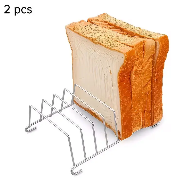 2pc Stainless Steel Air Fryer Toast Rack, Bread Cooling and Serving Tray, Multi-Slot Toast Holder, Ideal for Home Kitchen and Restaurant Use