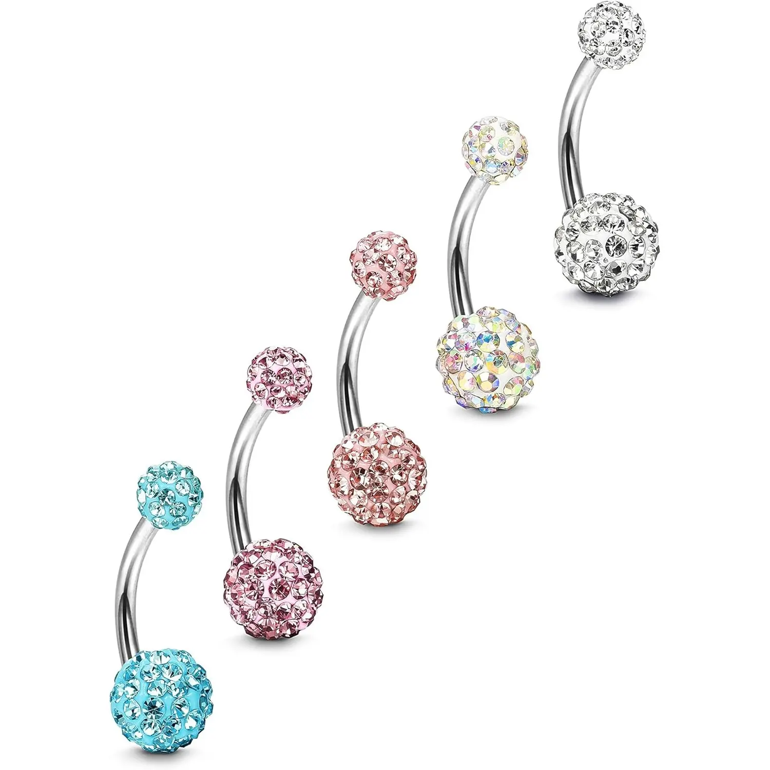 Unisex 5pcs 14G Belly Button Rings - Navel Barbell Belly Piercing Jewelry for Daily Use, Party Gift