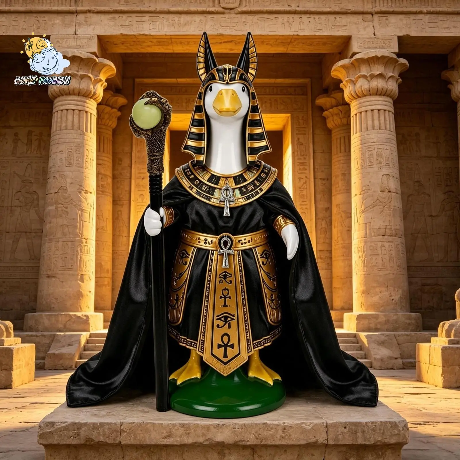 Yard Goose Egyptian Pharaoh Anubis‑Style Costume Outfit Set, Decorative Robe Headdress & Scepter Prop, Novelty Lawn Garden Dress‑Up for Large Outdoor Goose Statue