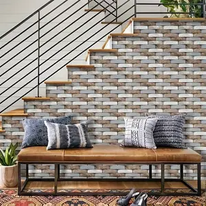 11.81 x 11.81 Inches 3D stone texture self adhesive PVC wall panels 20 or 30 pieces pack, easy install, wall decor for fireplace living room bedroom camper farmhouse