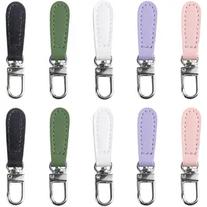10 count Leather Zipper Pulls  - Detachable Zipper Tab Fixer & Extender for Backpacks, Jackets, Luggage, Purses & Boots - No Tools Needed (Black, White, Green, , )