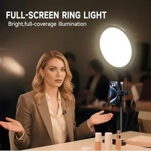 10" Aluminium Dimmable LED Ring Light with 63" Tripod Stand Kit - Full-Screen Zoom Lighting for Video, Live Stream - Smartphone Selfie Light, Ideal Father's Day Gift