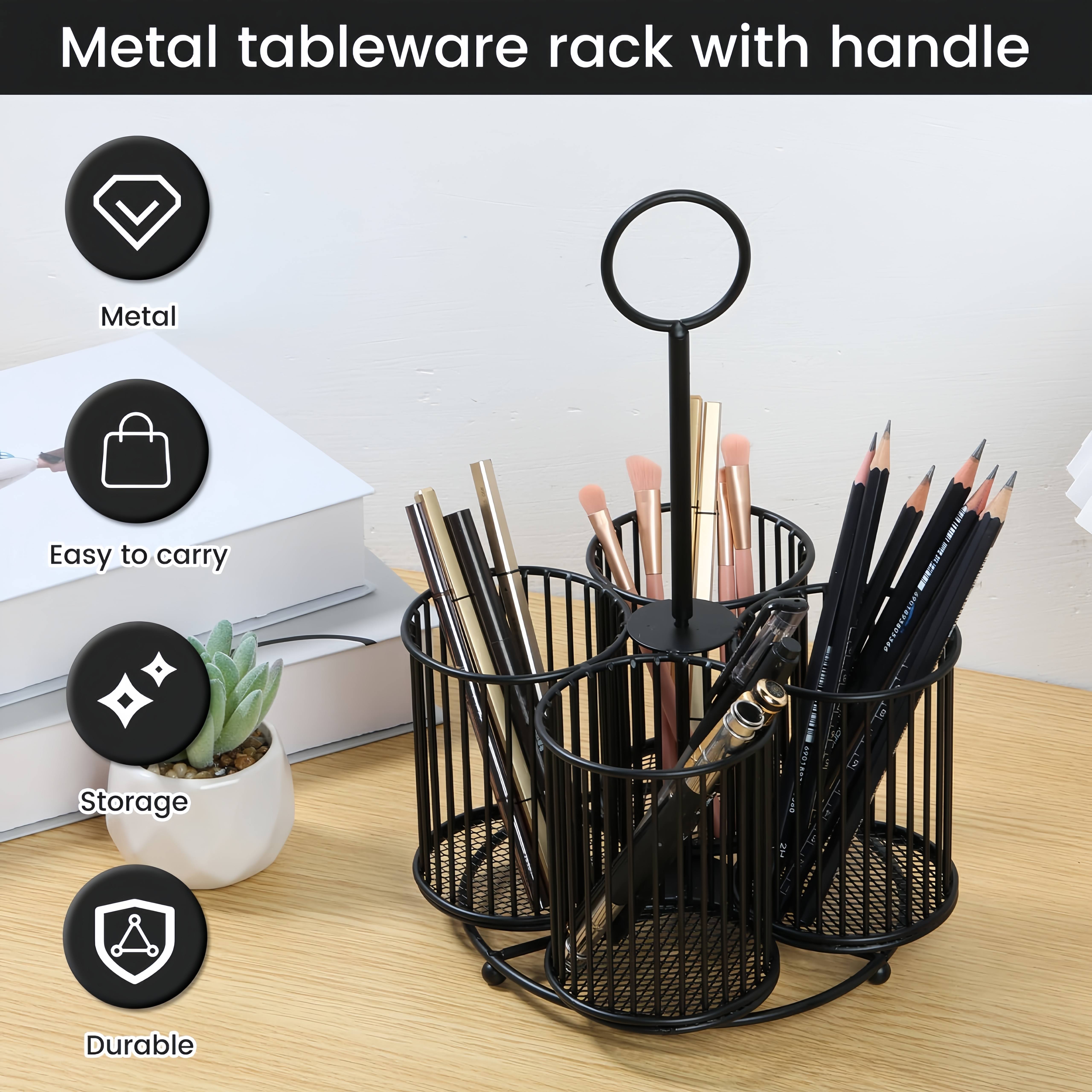 Kitchen Utensil Holder, Cutlery Rack, Large Metal Utensil Organizer, 4-Section Metal Utensil Storage Rack, Suitable for Kitchen Table