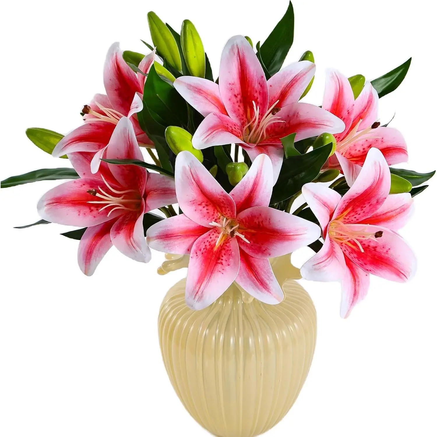 6 Pcs Real Touch Artificial Pink Lily Flowers