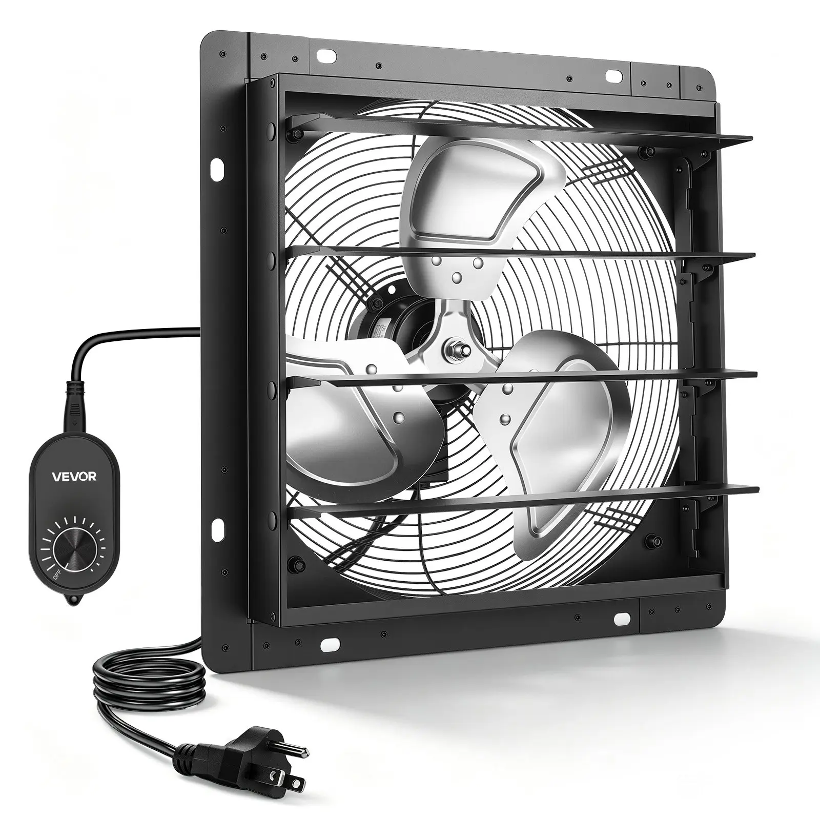 VEVOR 14-in Wall-Mount Shutter Exhaust Fan Ventilation System, Automatic Louvers, Variable Speed, Sturdy Steel Frame, Low-Noise AC Motor, 1802 CFM Flow for Attic, Garage