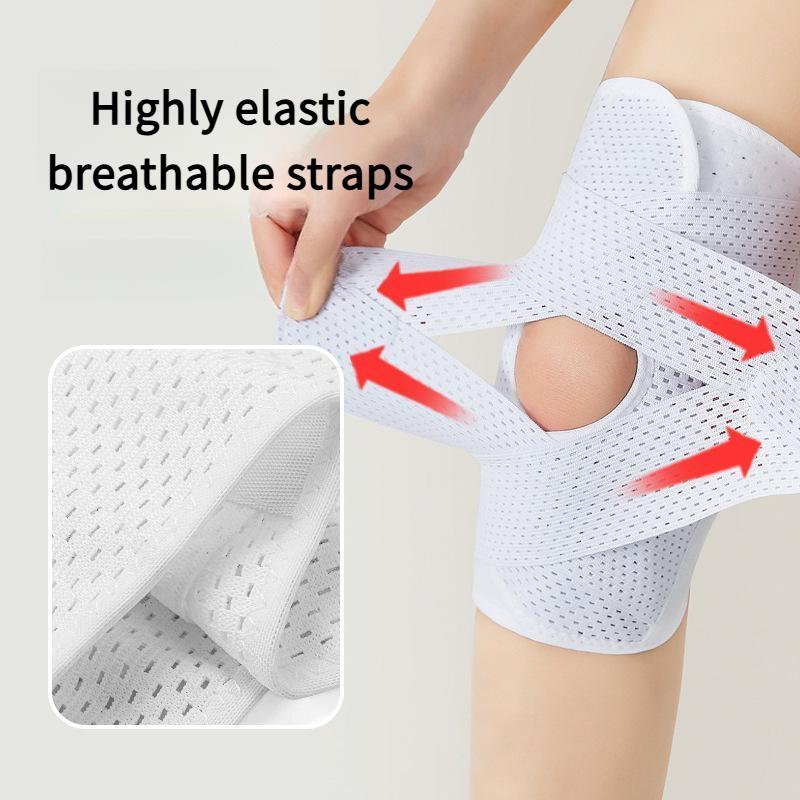 OLLAS Knee Brace for Protection and Support with Air Mesh Fabric, Adjustable Wrap with Side Stabilizers, Ultra-Soft Bandage for Sports, Running, and Outdoor Activities