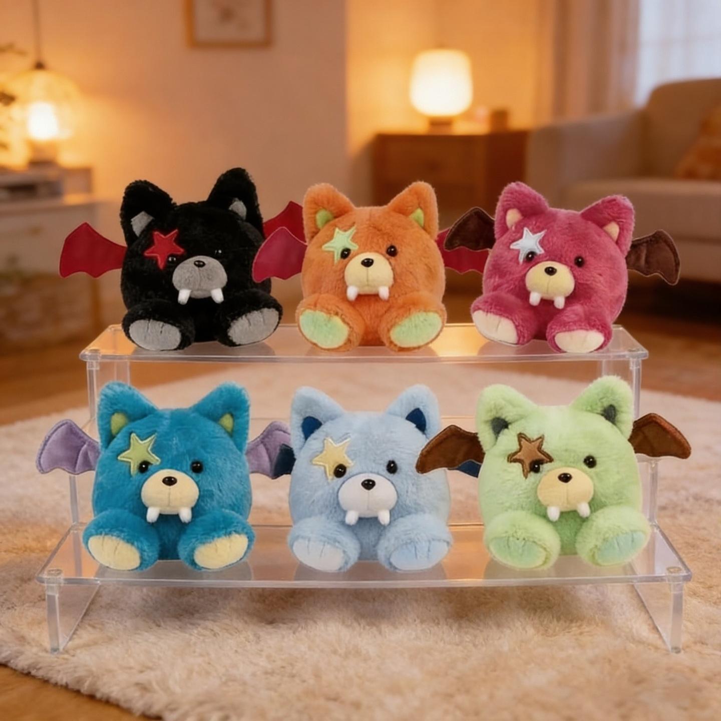 Kawaii Star Eye Cat Plush Set Colorful Bear Cat Stuffed  Cute Cartoon Plushies Gift for Kids Fans soft doll