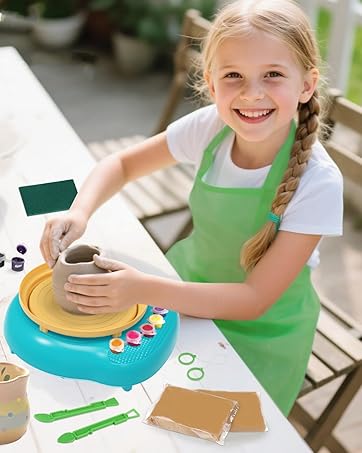 Pottery Wheel for Kids with Clay Kit - , Complete Pottery Kit with Air Dry Clay and Painting Tools, Easter Christmas Birthday Gift for Boys Girls