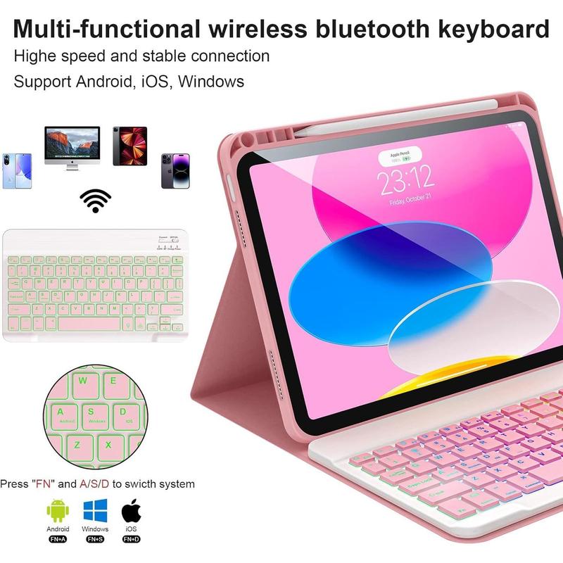 iPad Folio Case with Wireless Backlit Keyboard – Detachable Cover for 10th & 11th Gen iPad