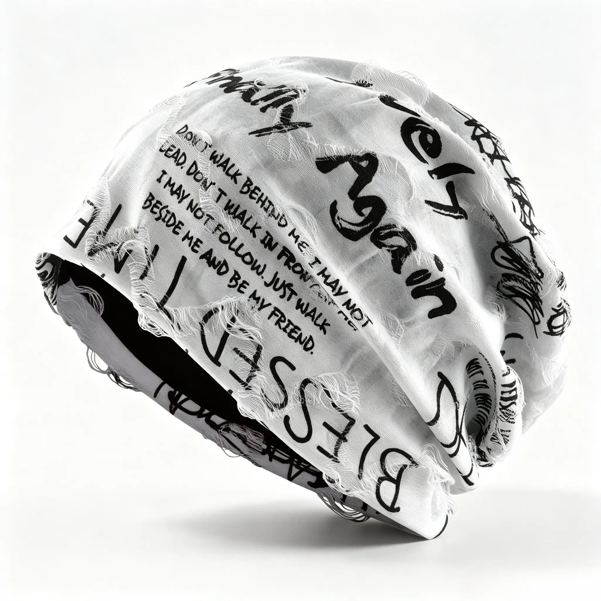 Y2K Graffiti Beanie Hat, Hip Hop Streetwear Slouchy Cap, Aesthetic Unisex Winter Hat for Men & Women