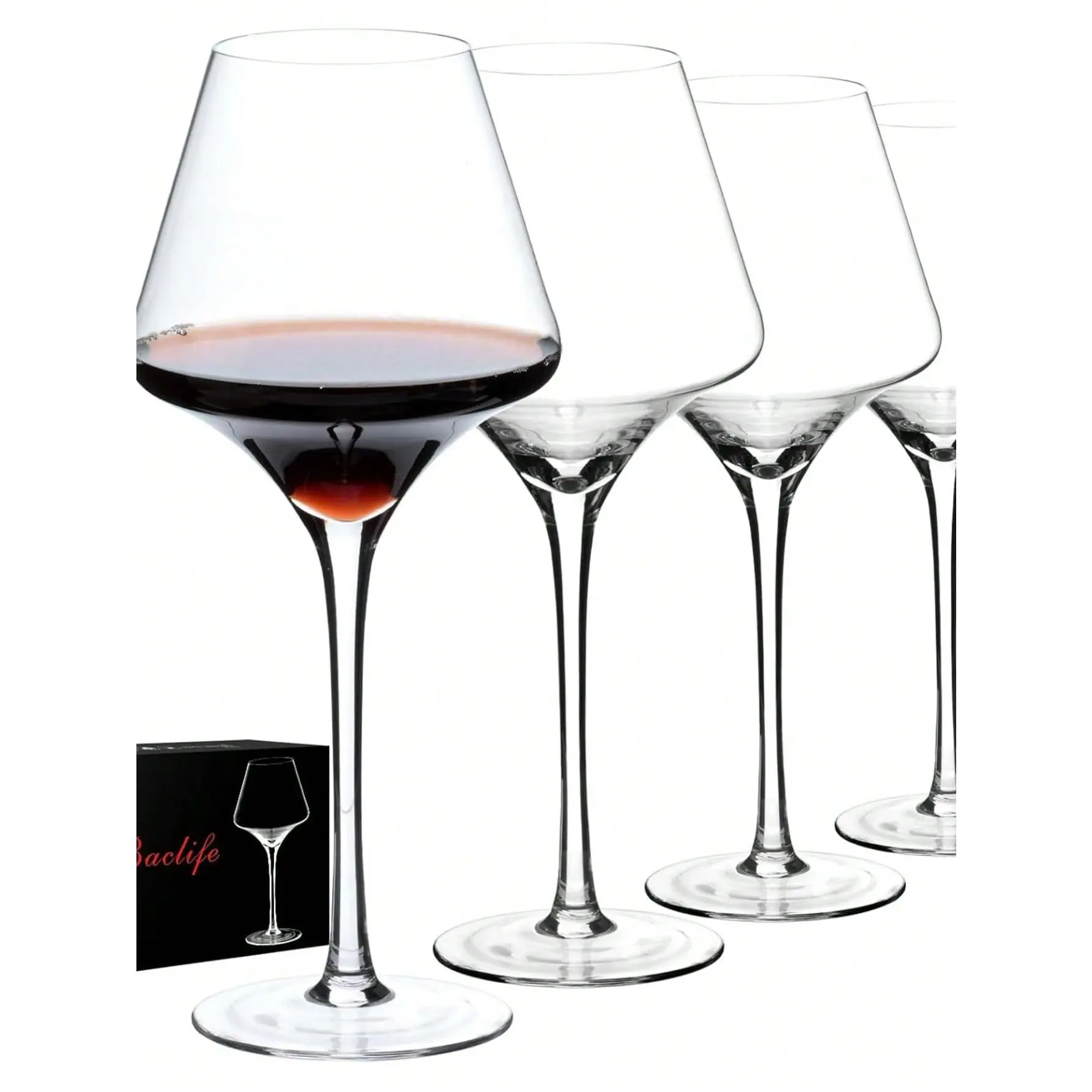 Red Wine Glasses Set Of 4 – 17.5oz Premium Crystal Wine Glass With Long Stem – Hand Blown Burgundy Wine Glasses – Unique Gift For Wedding, Anniversary, Christmas
