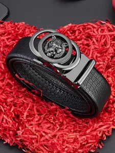 Pure Cowhide Crocodile Pattern Automatic Buckle Belt, Men's Business Formal Leather Waistband, Durable All-Season Accessory