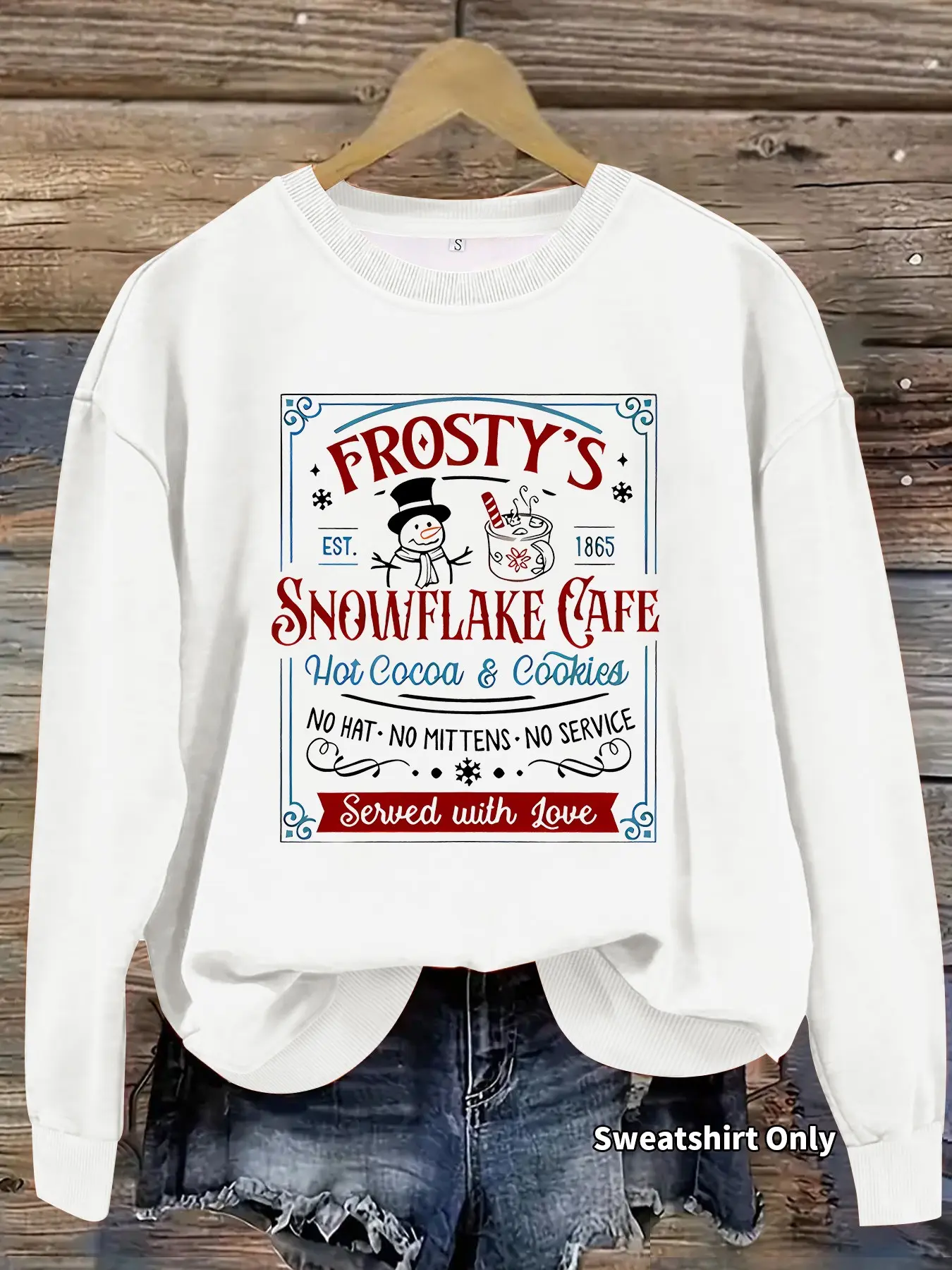 Women's Casual Oversize Snowman Pattern Sweatshirt, Soft Long Sleeve Round Neck Thin Hoodie, Fall & Winter Comfort, Tops
