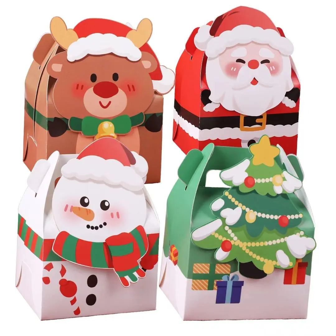 20pcs 3D Christmas Tree Gift Boxes, Reindeer Santa Snowman Designs, Holiday Gifts for Kids, Party Supplies, School Classroom Decor