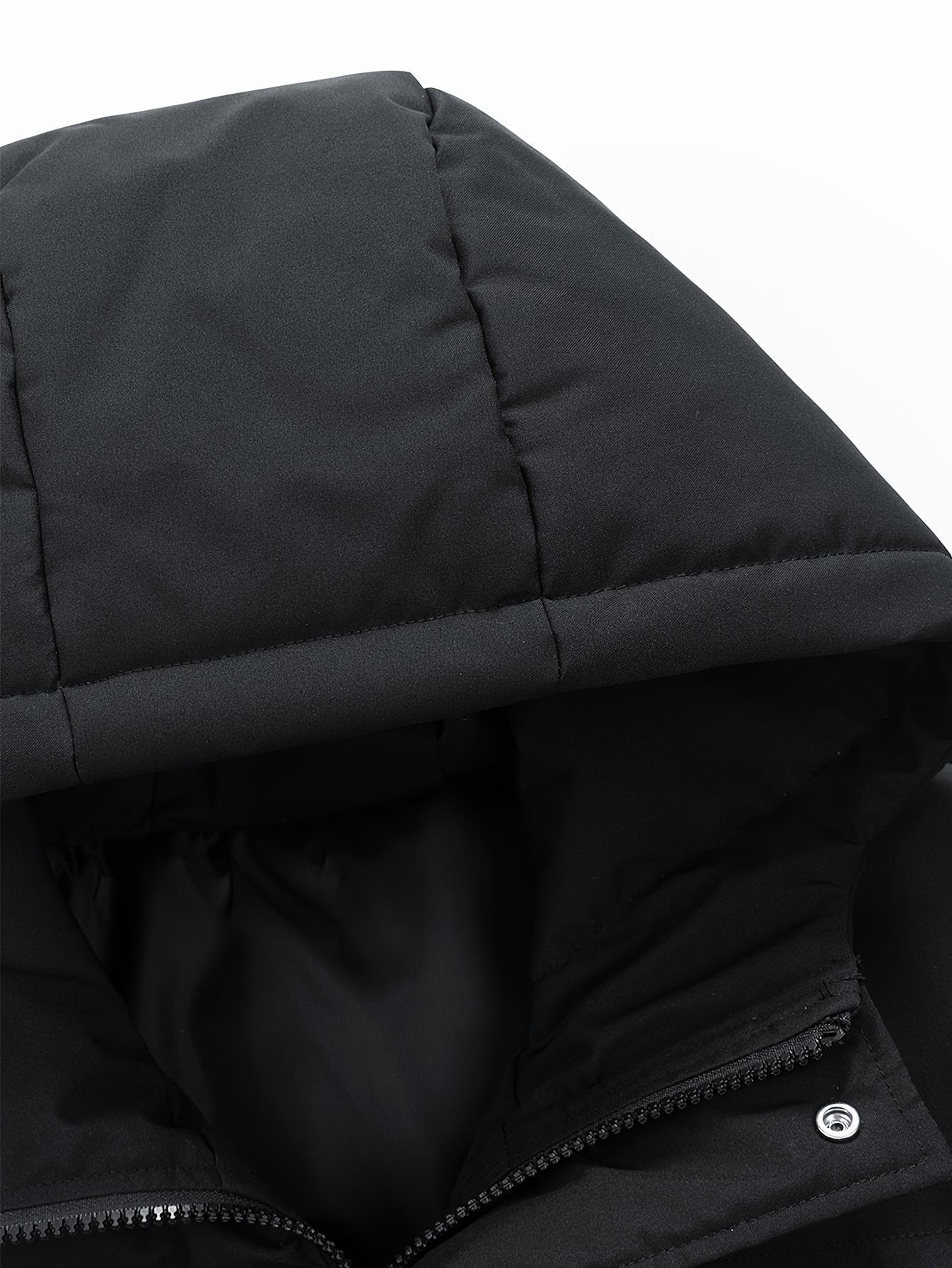 Men's short hooded thick warm cotton jacket Large windproof loose casual bread jacket American style minimalist multi pocket thick cold resistant down jacket