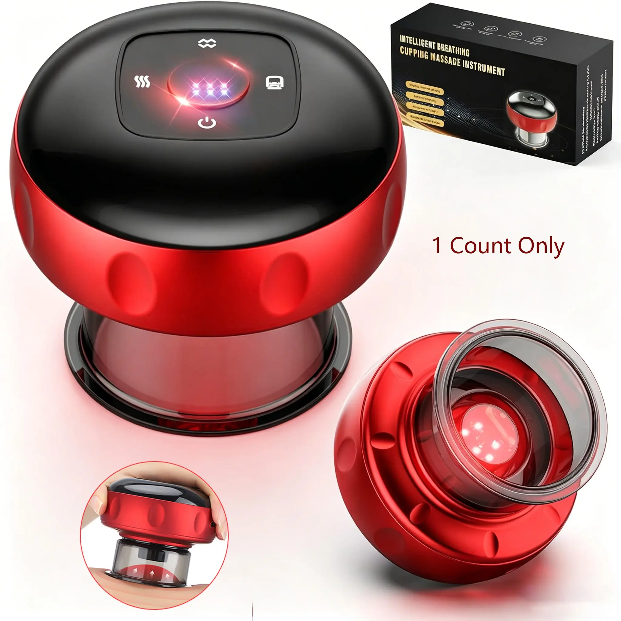 Smart Breathing Cupping Massage Device, 12 Modes Light Heating, Negative Pressure Gua Sha Lymphatic Drainage Muscle Relax Body Massager Home Use, Massagers for Neck and Back Pain Relief