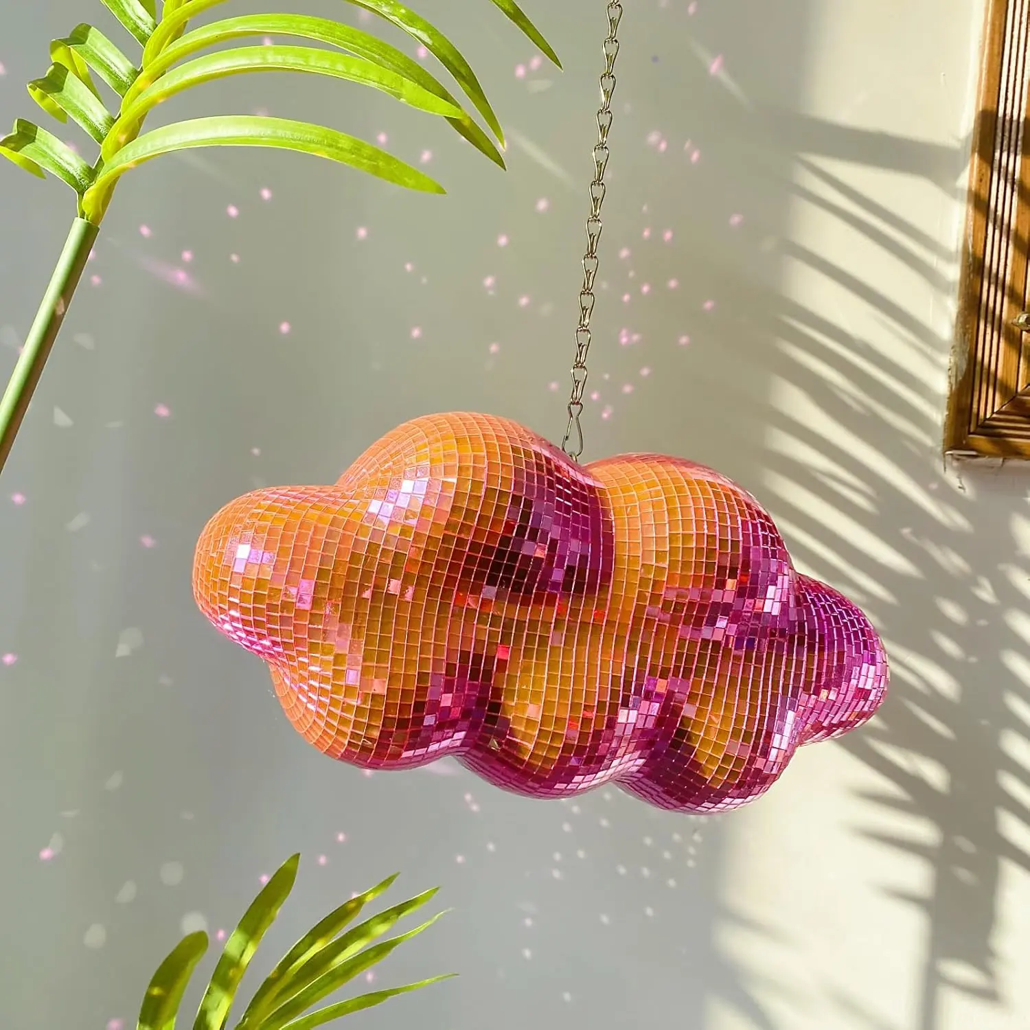 Disco Ball Design Cloud Shaped Hanging Decor, 1 Count Cute Hanging Party Mirror Ball Decor with Chain, Retro Light Reflective Disco Ball for Party Home Decor, Hanging Room Decor, Interior Decoration, Hangable