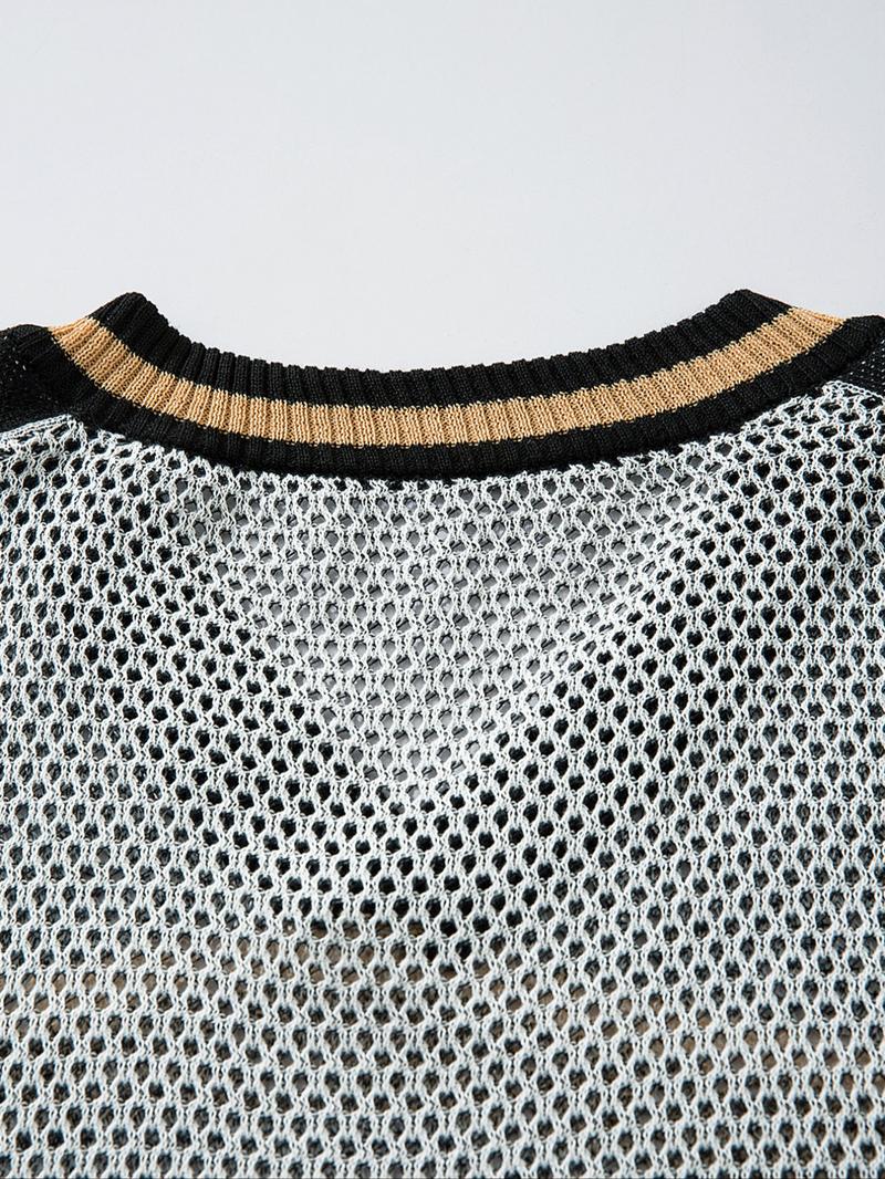 Men's Colorblock Letter & Figure Pattern Drop Shoulder Sweater Pullover, Casual Loose Long Sleeve V Neck Jumper for Spring & Fall, Fashion Men's Knitwear for Daily Wear