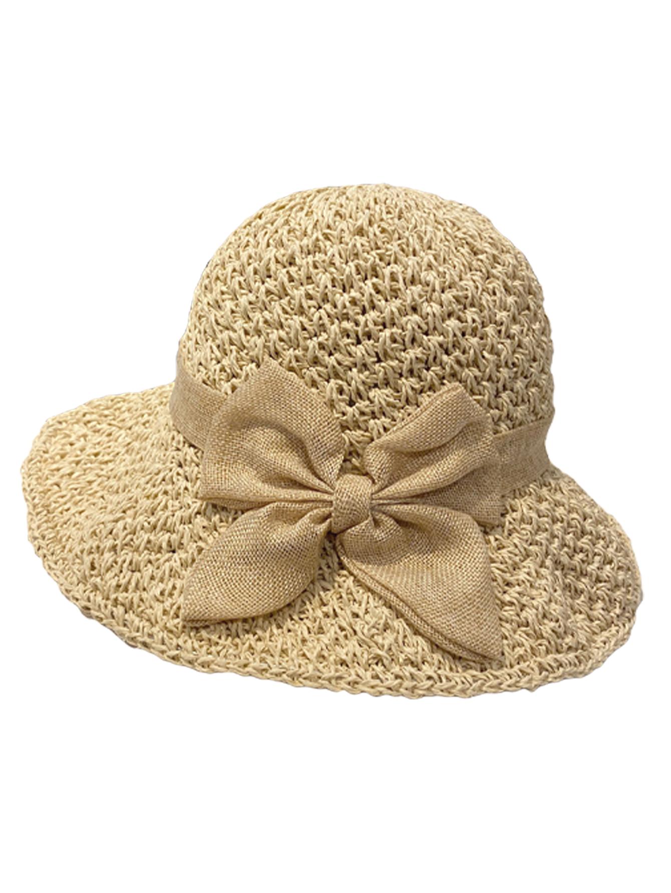 Handmade Straw Hat for Women Summer Fashion Bowknot Foldable Sunscreen Panama Lady Sweet Wide Brim UV Sunscreen Beach Cap Girl