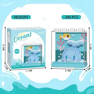 New Marine Life Building Block Toys With Dust Cover Educational Assembly Ornaments Micro-particle Creative Games