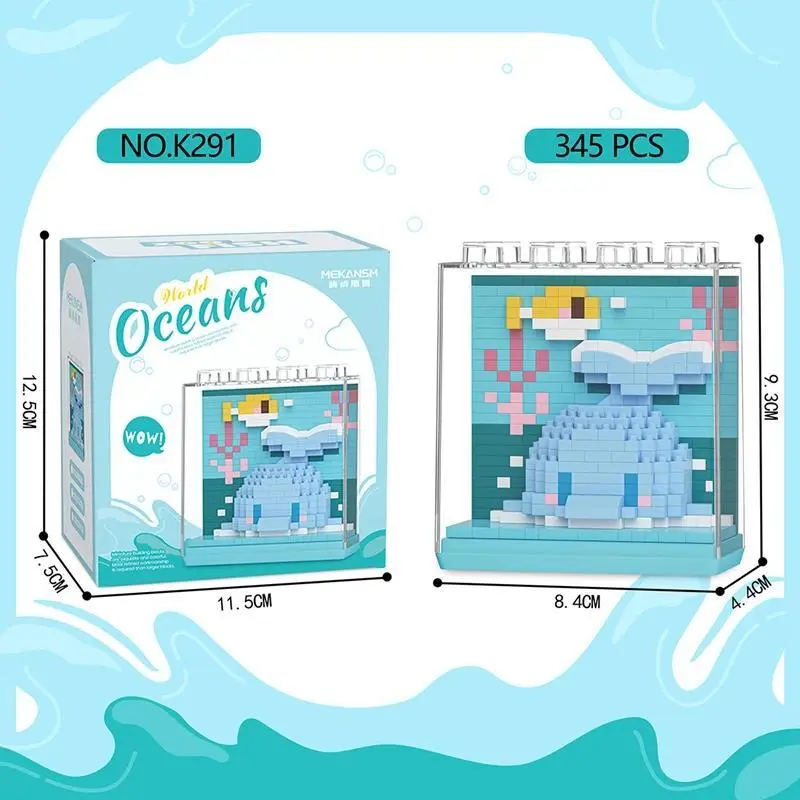 New Marine Life Building Block Toys With Dust Cover Educational Assembly Ornaments Micro-particle Creative Games