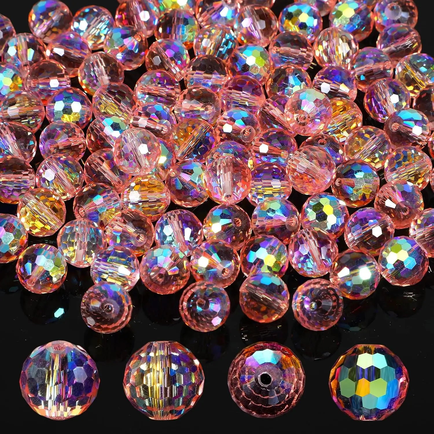 100 count Glass Beads for Suncatchers, 10mm  Faceted  Beads | Sparkle Suncatcher Beads for  Making Decorations Bracelets Necklace  Ornaments 96-faceted  Bead