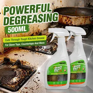 NUAN Heavy Duty Kitchen Degreaser Spray, Kitchen Grease Cleaner -For stovetops and range hoods - Removes greasestains - 500 ml/bottle Powerful Cleaner and Degreaser for Ovens, Stove Tops, Countertops and Appliances, 17 Fl Oz NATRE-Clean