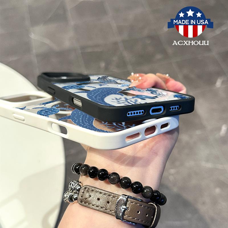 Chic Magnetic Case for iPhone11/12/13/14/15/16/promax whalesshark MagSafe Ready, Anti-Slip, Ultra Thin |   Aesthetic Touch for Daily Use