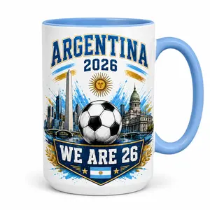 Argentina Soccer Fan Ceramic Mug 11oz/15oz, 2026 Game Day Coffee Cup, Match Day Drinkware Gift for Men Women, Six Colors Available