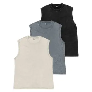 3-Pack Acid Wash Tank Tops – Unisex Sleeveless Cotton Muscle Tee & Cut-Off Loose Fit Vintage Streetwear for Summer Layering & Casual Outfits