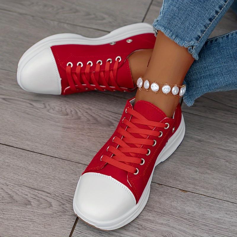 Short Stout Sneaker Women: Non-Slip, Lace-up, Casual Running Shoes, Platform Footwear White for Girls Closure